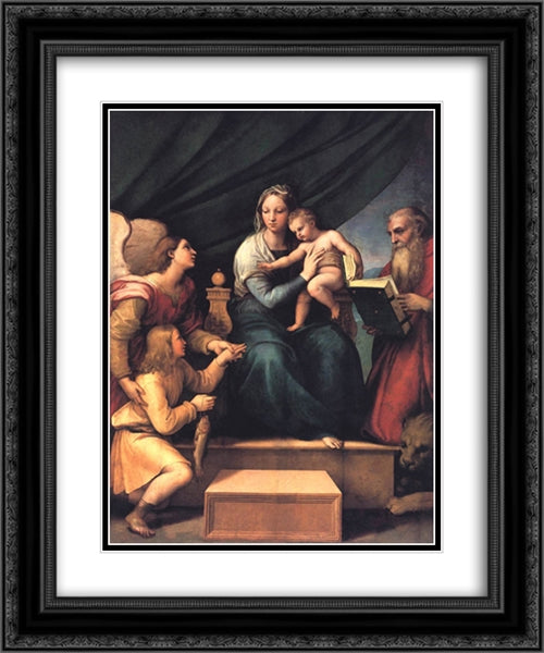 The Madonna of the Fish (The Madonna with the Archangel Gabriel and St. Jerome) 20x24 Black Ornate Wood Framed Art Print Poster with Double Matting by Raphael