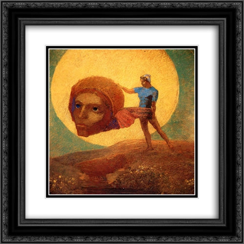 Figure 20x20 Black Ornate Wood Framed Art Print Poster with Double Matting by Redon, Odilon