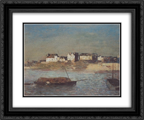 Breton harbour 24x20 Black Ornate Wood Framed Art Print Poster with Double Matting by Redon, Odilon