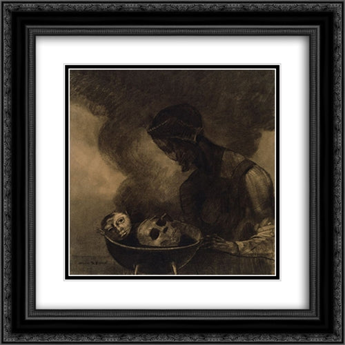 Cauldron of the Sorceress 20x20 Black Ornate Wood Framed Art Print Poster with Double Matting by Redon, Odilon