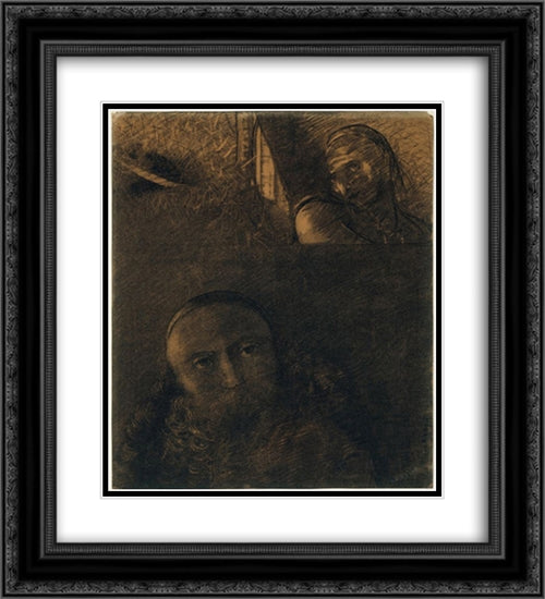 Faust and Mephistopheles 20x22 Black Ornate Wood Framed Art Print Poster with Double Matting by Redon, Odilon