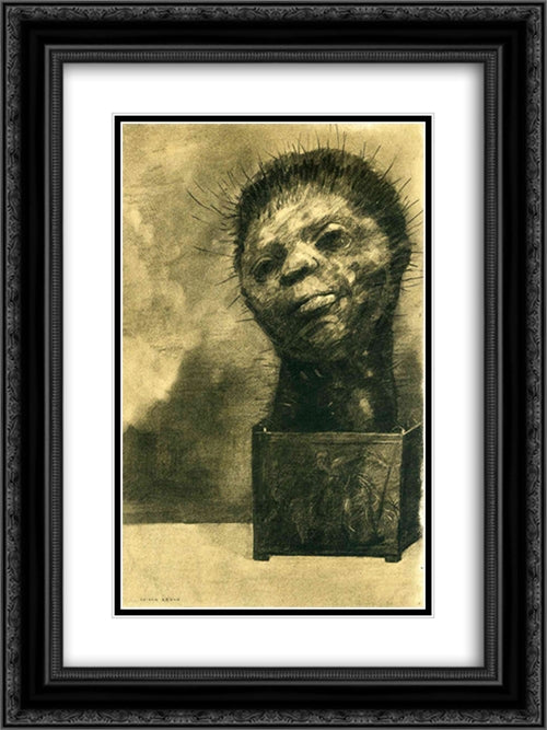 Cactus Man 18x24 Black Ornate Wood Framed Art Print Poster with Double Matting by Redon, Odilon