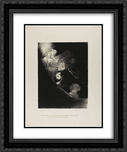 First a pool of water, then a prostitute, the corner of a temple, a soldier's face, a chariot with two rearing white horses 20x24 Black Ornate Wood Framed Art Print Poster with Double Matting by Redon, Odilon