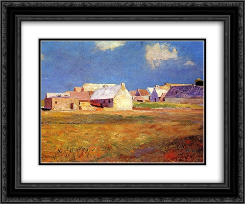 Breton Village 24x20 Black Ornate Wood Framed Art Print Poster with Double Matting by Redon, Odilon