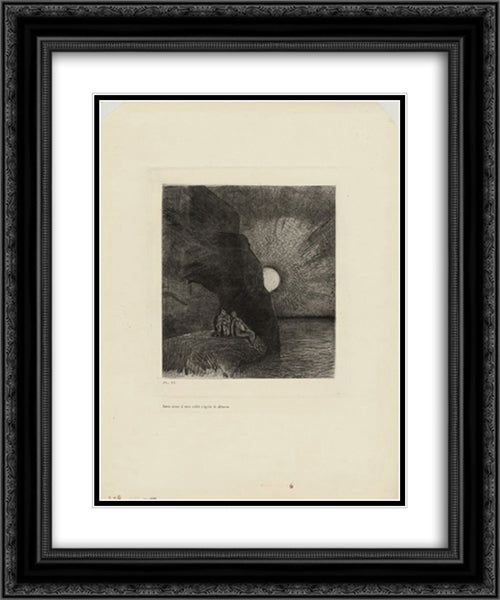 Ceaselessly by my side the demon stirs 20x24 Black Ornate Wood Framed Art Print Poster with Double Matting by Redon, Odilon