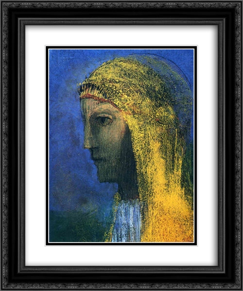 The Druidess 20x24 Black Ornate Wood Framed Art Print Poster with Double Matting by Redon, Odilon