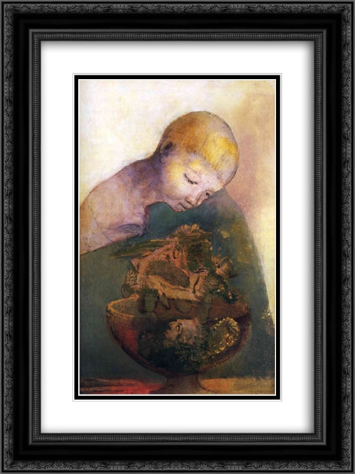 Cup of cognition (The Children's Cup) 18x24 Black Ornate Wood Framed Art Print Poster with Double Matting by Redon, Odilon