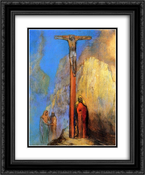 Calvary 20x24 Black Ornate Wood Framed Art Print Poster with Double Matting by Redon, Odilon
