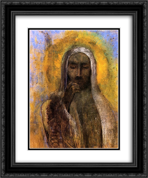 Christ in Silence 20x24 Black Ornate Wood Framed Art Print Poster with Double Matting by Redon, Odilon
