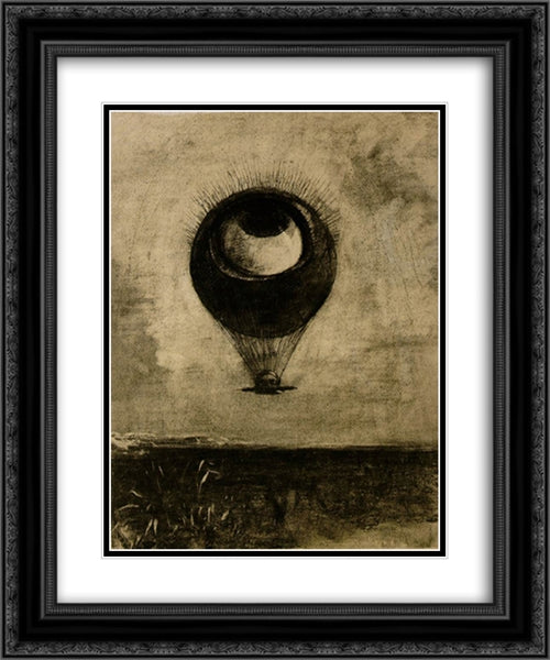 Eye Balloon 20x24 Black Ornate Wood Framed Art Print Poster with Double Matting by Redon, Odilon