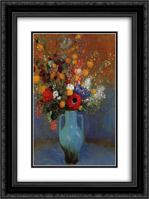 Bouquet of Wild Flowers 18x24 Black Ornate Wood Framed Art Print Poster with Double Matting by Redon, Odilon