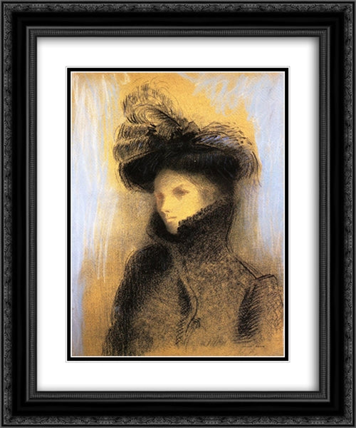 Portrait of Marie Botkine 20x24 Black Ornate Wood Framed Art Print Poster with Double Matting by Redon, Odilon