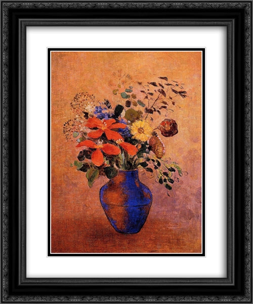 Vase of Flowers 20x24 Black Ornate Wood Framed Art Print Poster with Double Matting by Redon, Odilon