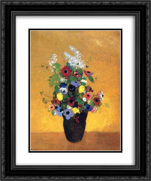 Flowers 20x24 Black Ornate Wood Framed Art Print Poster with Double Matting by Redon, Odilon