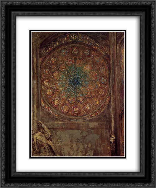 The Window 20x24 Black Ornate Wood Framed Art Print Poster with Double Matting by Redon, Odilon