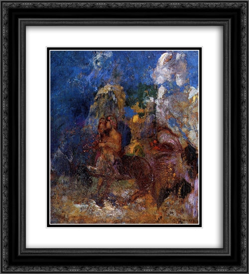 Centaurs 20x22 Black Ornate Wood Framed Art Print Poster with Double Matting by Redon, Odilon