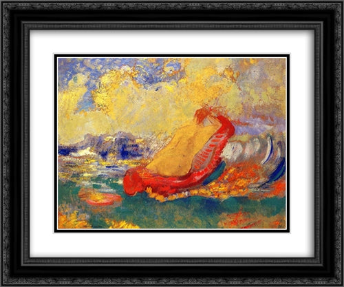 The Birth of Venus 24x20 Black Ornate Wood Framed Art Print Poster with Double Matting by Redon, Odilon