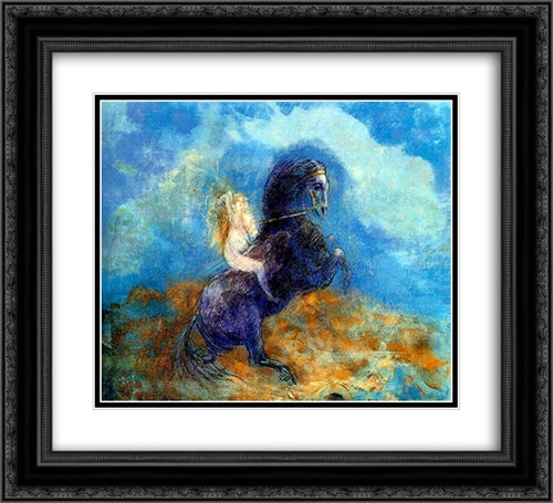 Brunhild (The Valkyrie) 22x20 Black Ornate Wood Framed Art Print Poster with Double Matting by Redon, Odilon