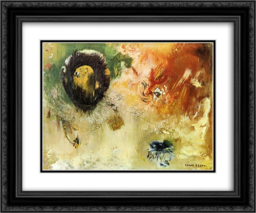 Fantastical 24x20 Black Ornate Wood Framed Art Print Poster with Double Matting by Redon, Odilon
