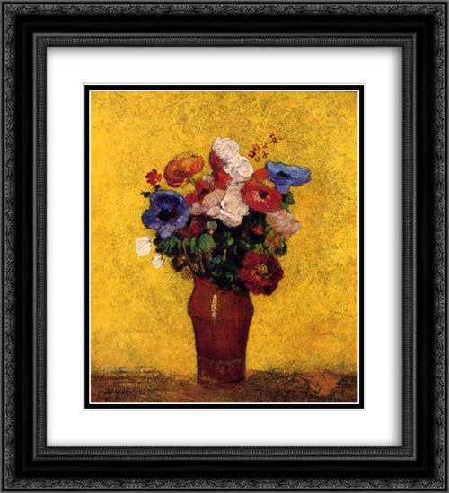 Flowers 20x22 Black Ornate Wood Framed Art Print Poster with Double Matting by Redon, Odilon