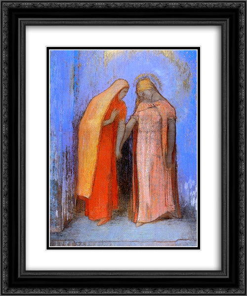 Mystical Conversation 20x24 Black Ornate Wood Framed Art Print Poster with Double Matting by Redon, Odilon