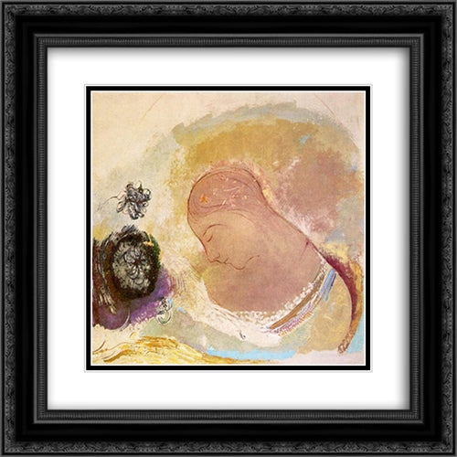 Ophelia 20x20 Black Ornate Wood Framed Art Print Poster with Double Matting by Redon, Odilon