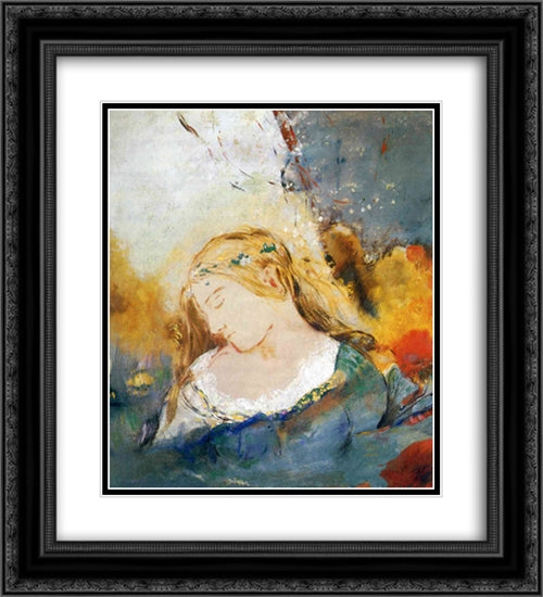 Ophelia 20x22 Black Ornate Wood Framed Art Print Poster with Double Matting by Redon, Odilon