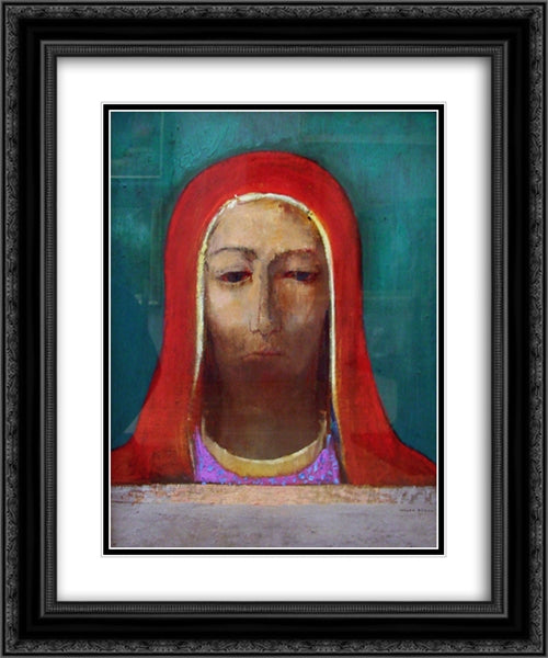 Silence 20x24 Black Ornate Wood Framed Art Print Poster with Double Matting by Redon, Odilon