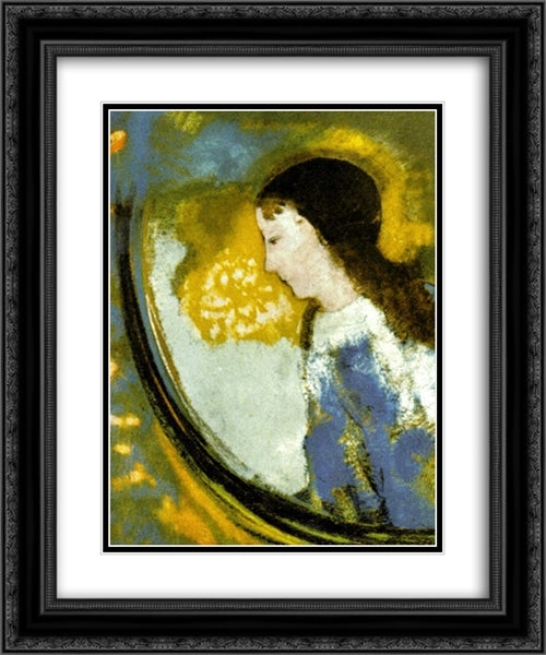 The Child In A Sphere Of Light 20x24 Black Ornate Wood Framed Art Print Poster with Double Matting by Redon, Odilon