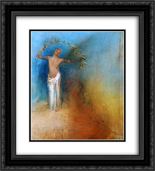 The Crown 20x22 Black Ornate Wood Framed Art Print Poster with Double Matting by Redon, Odilon