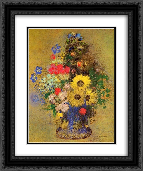 Vase of Flowers 20x24 Black Ornate Wood Framed Art Print Poster with Double Matting by Redon, Odilon