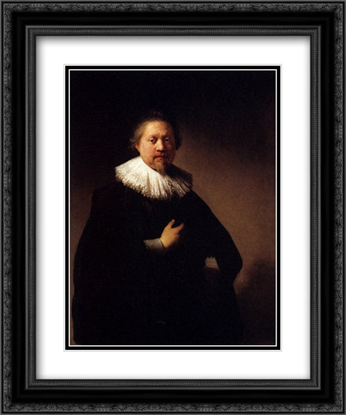 Portrait Of A Man 20x24 Black Ornate Wood Framed Art Print Poster with Double Matting by Rembrandt