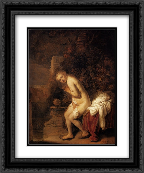 Susanna and the Elders 20x24 Black Ornate Wood Framed Art Print Poster with Double Matting by Rembrandt