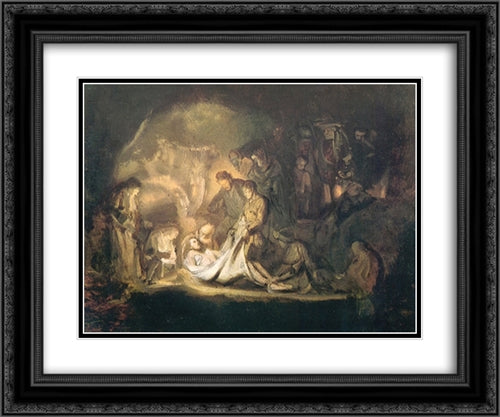 The Entombment 24x20 Black Ornate Wood Framed Art Print Poster with Double Matting by Rembrandt