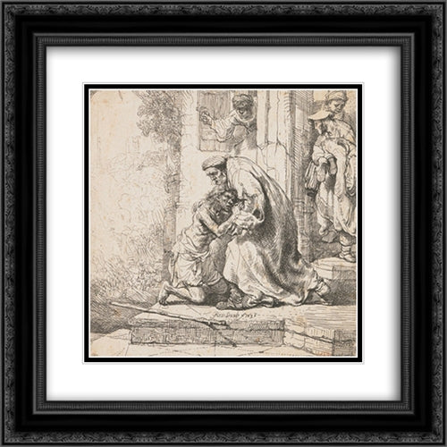 The return of the prodigal son 20x20 Black Ornate Wood Framed Art Print Poster with Double Matting by Rembrandt