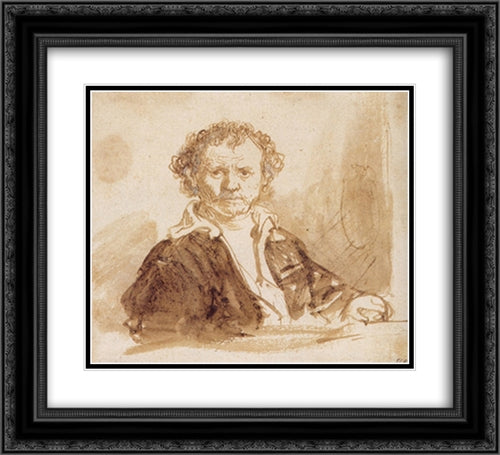 Self-portrait 22x20 Black Ornate Wood Framed Art Print Poster with Double Matting by Rembrandt