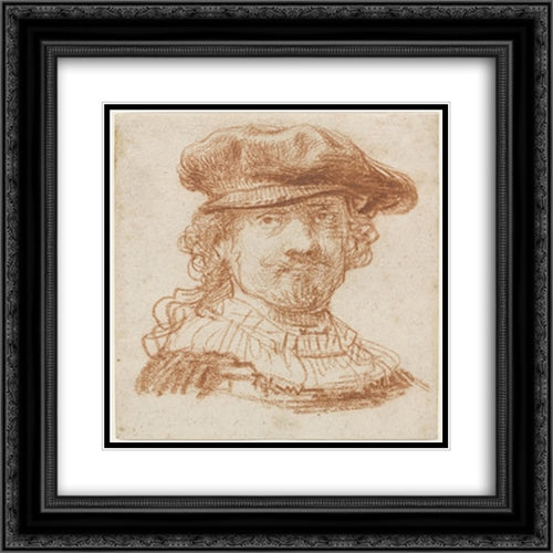 Self-portrait 20x20 Black Ornate Wood Framed Art Print Poster with Double Matting by Rembrandt