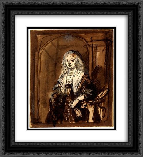 Maria Trip 20x22 Black Ornate Wood Framed Art Print Poster with Double Matting by Rembrandt