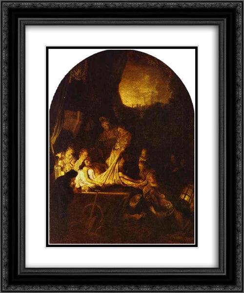 The Entombment 20x24 Black Ornate Wood Framed Art Print Poster with Double Matting by Rembrandt