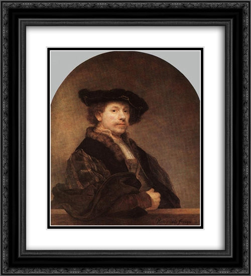 Self-portrait 20x22 Black Ornate Wood Framed Art Print Poster with Double Matting by Rembrandt