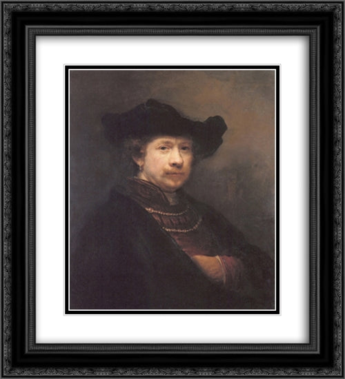 Self-portrait 20x22 Black Ornate Wood Framed Art Print Poster with Double Matting by Rembrandt