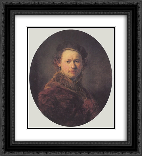 Self-portrait 20x22 Black Ornate Wood Framed Art Print Poster with Double Matting by Rembrandt