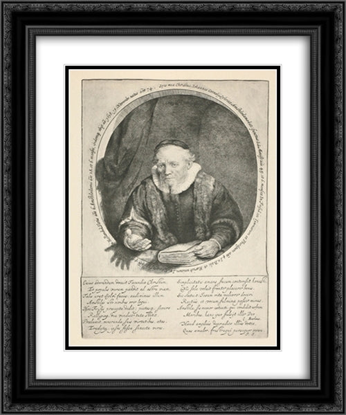 Jan Cornelis Sylvius 20x24 Black Ornate Wood Framed Art Print Poster with Double Matting by Rembrandt