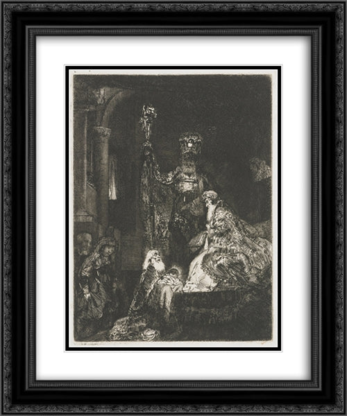 Presentation in the Temple 20x24 Black Ornate Wood Framed Art Print Poster with Double Matting by Rembrandt