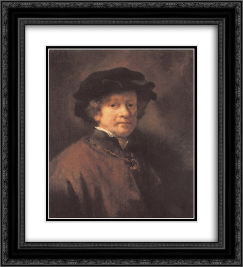 Self-portrait 20x22 Black Ornate Wood Framed Art Print Poster with Double Matting by Rembrandt