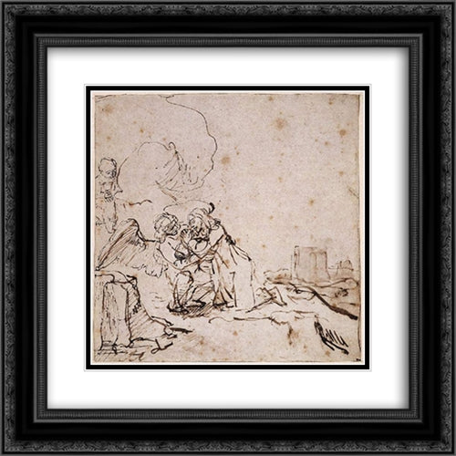 The Agony in the Garden 20x20 Black Ornate Wood Framed Art Print Poster with Double Matting by Rembrandt