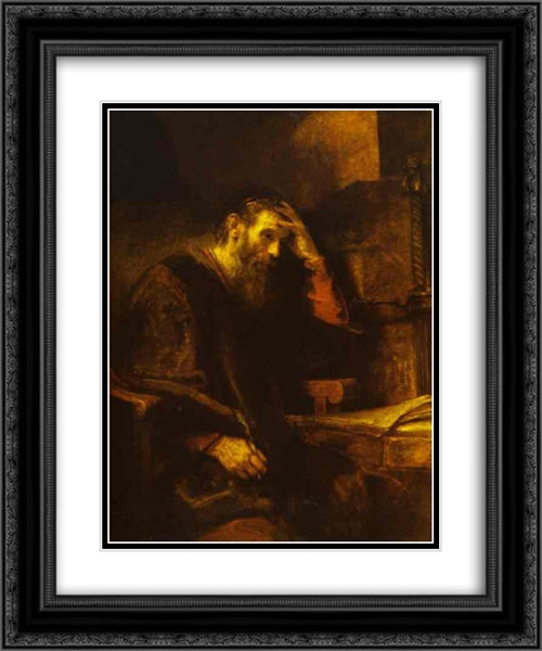 The Apostle Paul 20x24 Black Ornate Wood Framed Art Print Poster with Double Matting by Rembrandt