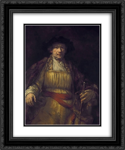 Self-portrait 20x24 Black Ornate Wood Framed Art Print Poster with Double Matting by Rembrandt