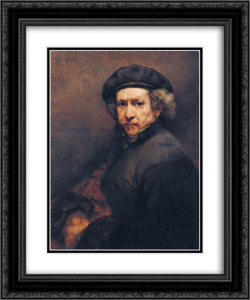 Self-portrait 20x24 Black Ornate Wood Framed Art Print Poster with Double Matting by Rembrandt