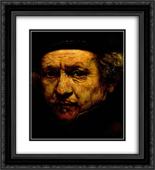 Self-portrait 20x22 Black Ornate Wood Framed Art Print Poster with Double Matting by Rembrandt